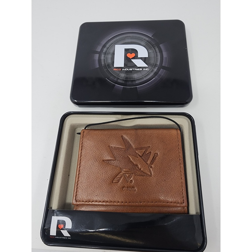 Rico Industries Mens San Jose Sharks Trifold Wallet Brown Leather Casual Size OS